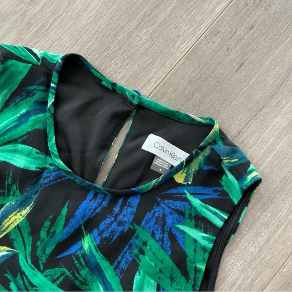 New Calvin Klein Tropical Leaves Shift Dress - Picture 5 of 6